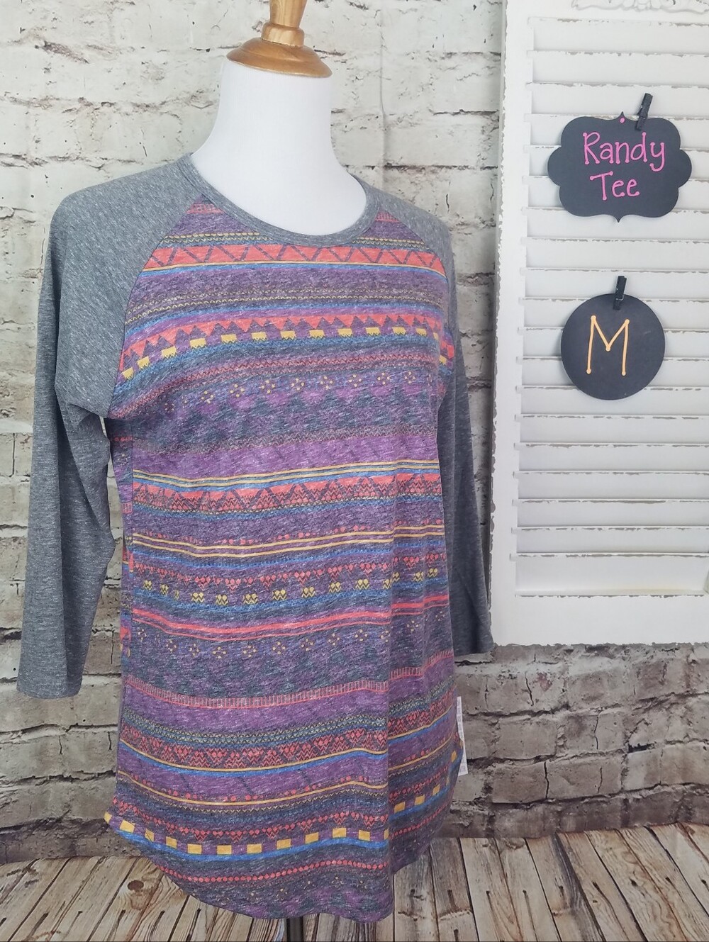Raglan Sleeve Multicolor Aztec Stripe Women's Top